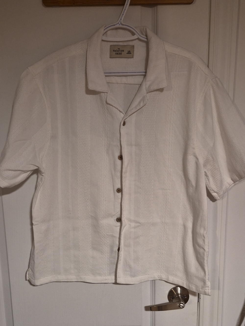 Men's Cream Short-Sleeve Button-Down